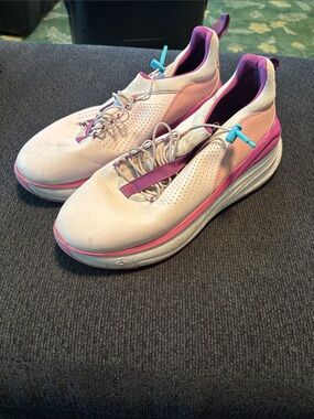 Women's Cream and Pink Slip-On Athletic Sneakers